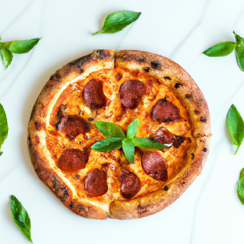 서울 슬라이스 시그니처 피자 상단 샷, 바질과 올리브 오일 드리즐