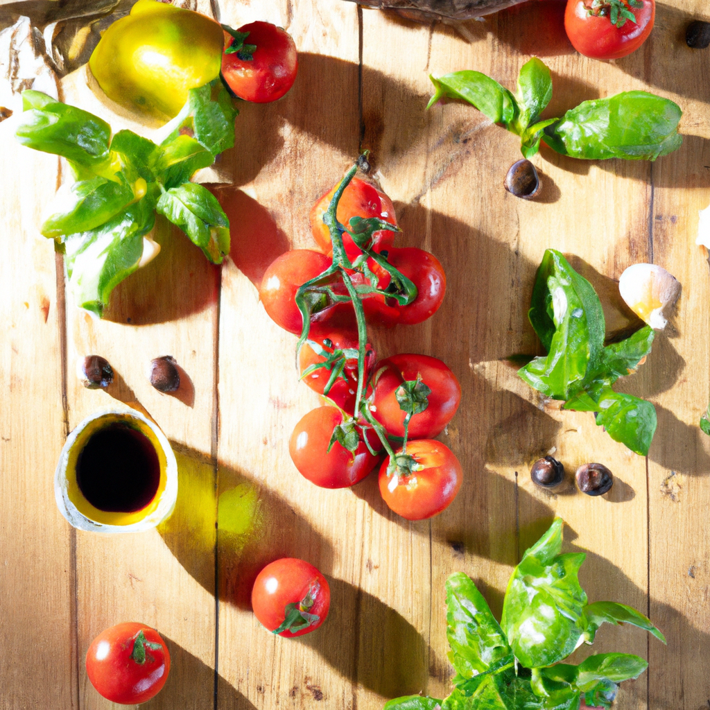 신선한 로컬 재료 토마토와 바질